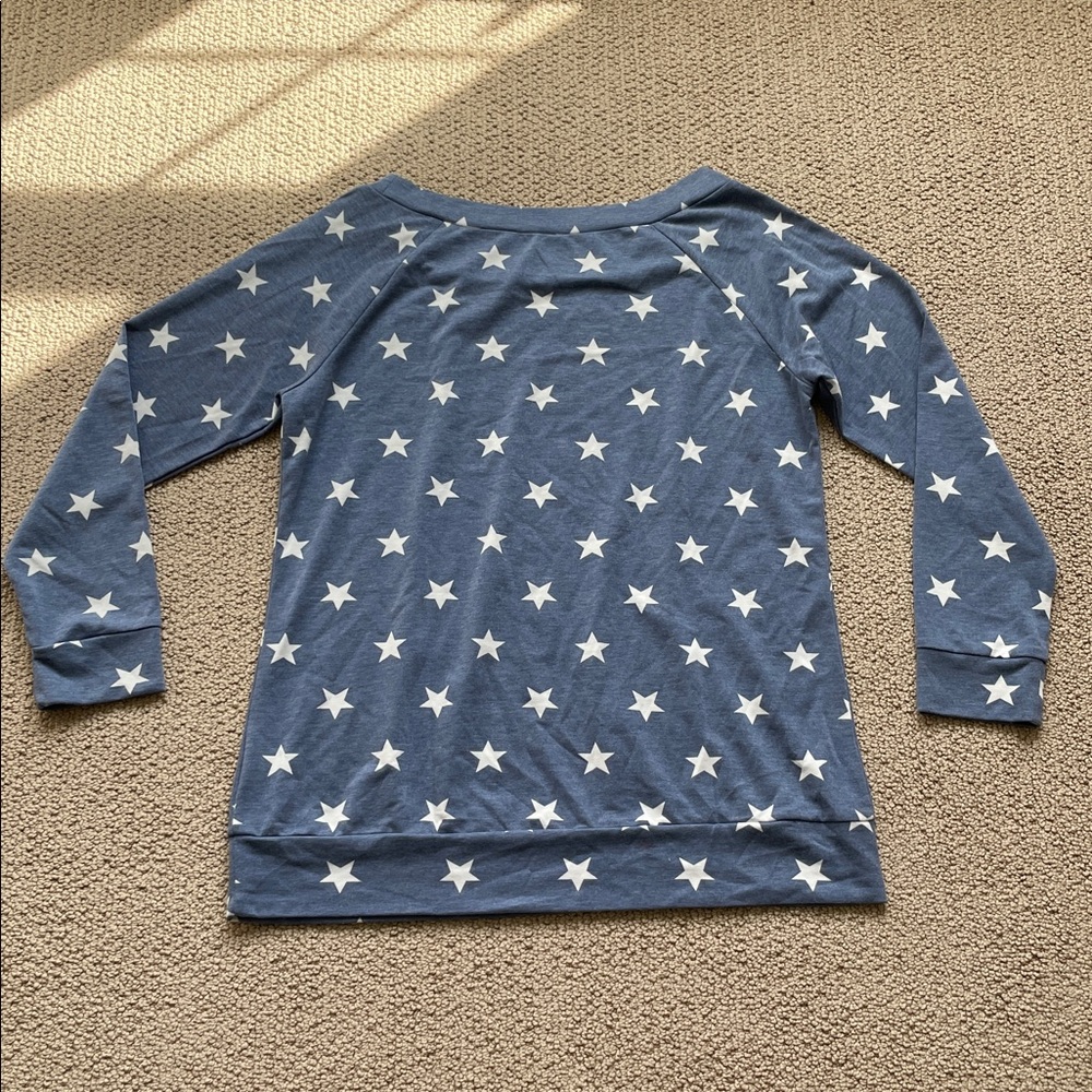 Blue Star Print Long Sleeve Top - Picture 7 of 7